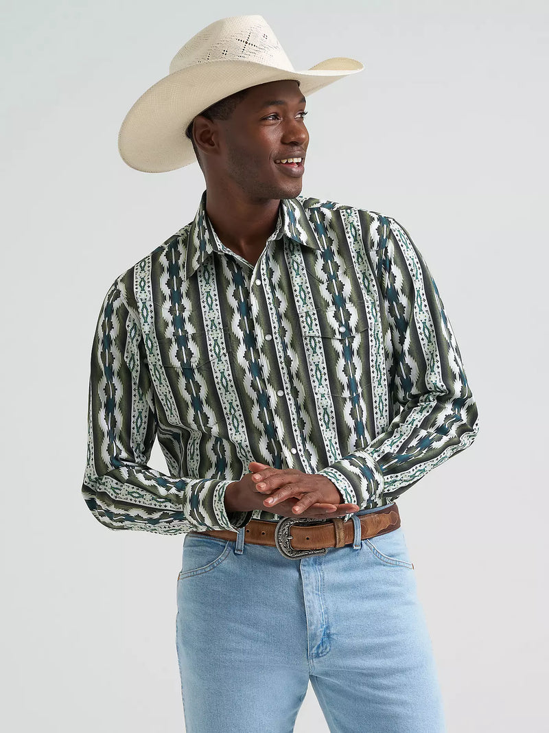 Load image into Gallery viewer, 112379228 - Wrangler Men's Checotah® Long Sleeve Western Snap Printed Shirt
