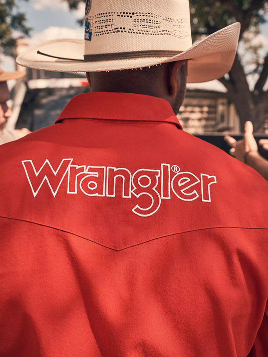 112379238 - Wrangler® Men's Logo Long Sleeve Western Snap Shirt