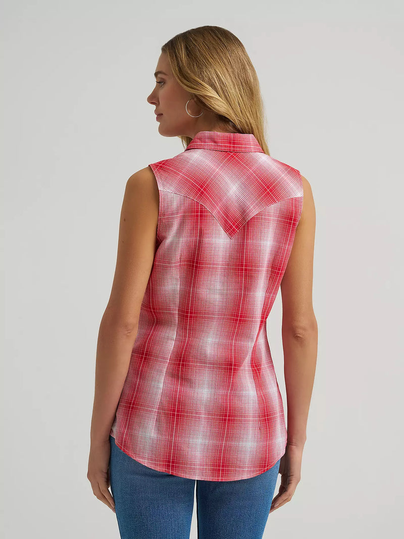 Load image into Gallery viewer, 112379473 - Wrangler Women's Essential Sleeveless Plaid Western Snap Shirt
