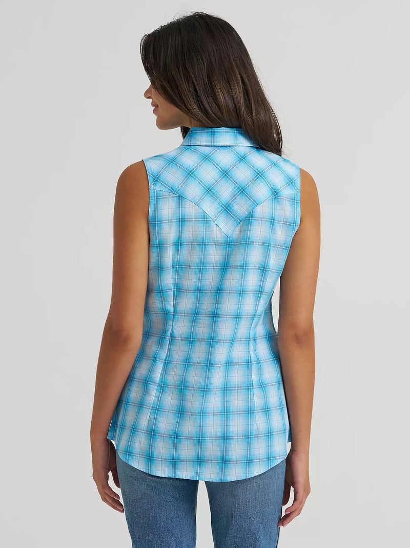 Load image into Gallery viewer, 112379474 - Wrangler Women's Essential Sleeveless Plaid Western Snap Shirt
