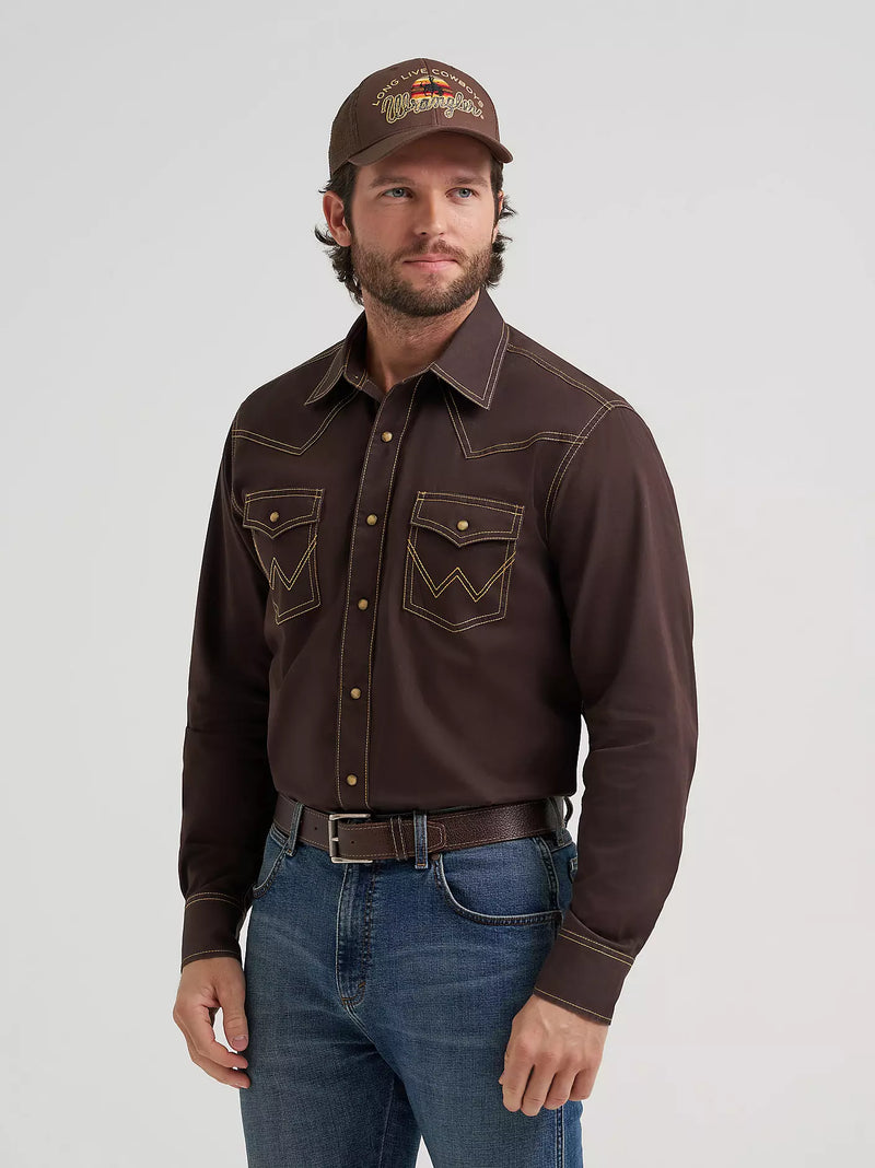 Load image into Gallery viewer, 112381533 - Men's Wrangler Retro® Premium Western Snap Solid Shirt
