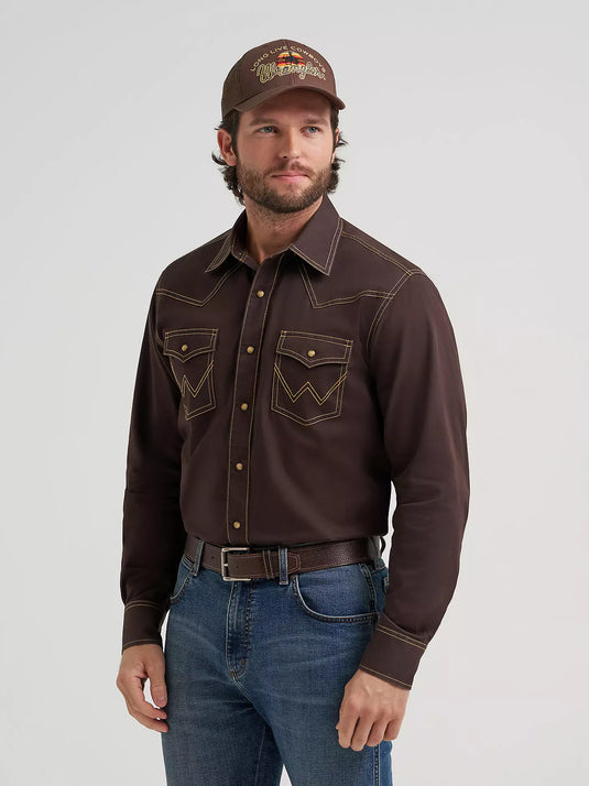 112381533 - Men's Wrangler Retro® Premium Western Snap Solid Shirt