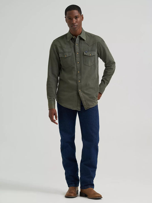 112381633 - Men's Wrangler® Colorwash Denim Western Snap Shirt