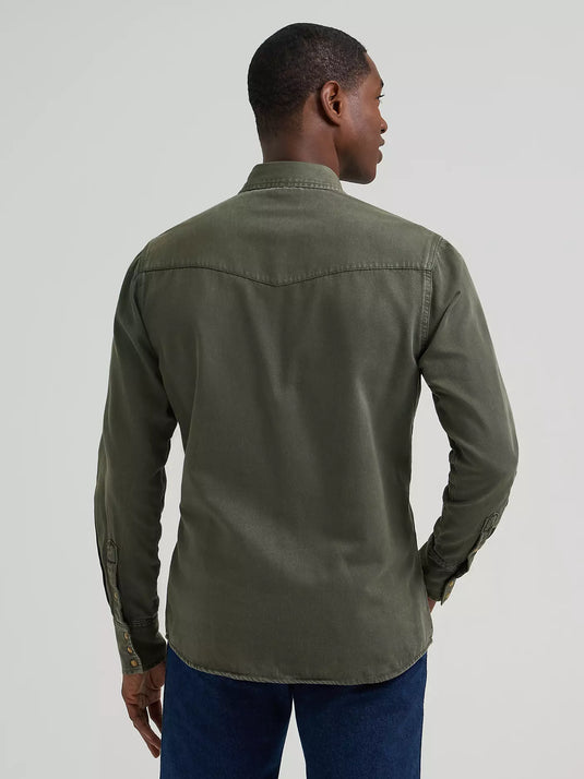 112381633 - Men's Wrangler® Colorwash Denim Western Snap Shirt