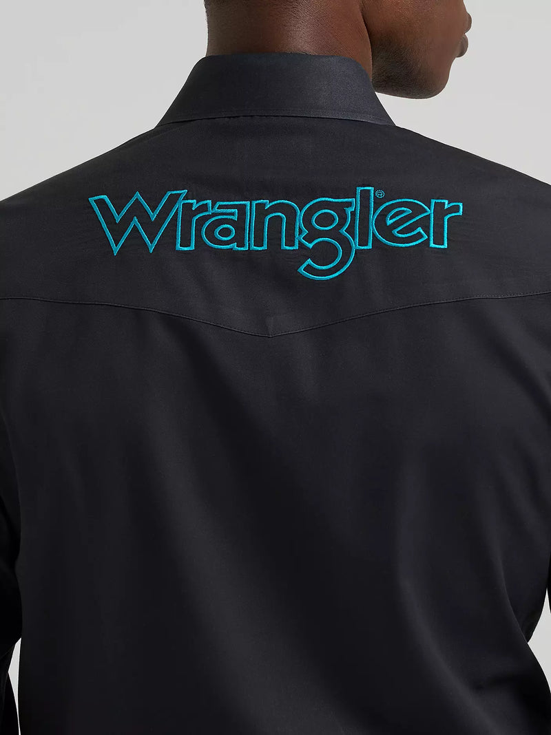 Load image into Gallery viewer, 112381987 - Men's Wrangler® Logo Long Sleeve Western Snap Shirt
