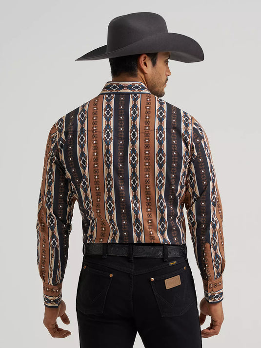 112381991 - Wrangler Men's Checotah® Long Sleeve Western Snap Printed Shirt