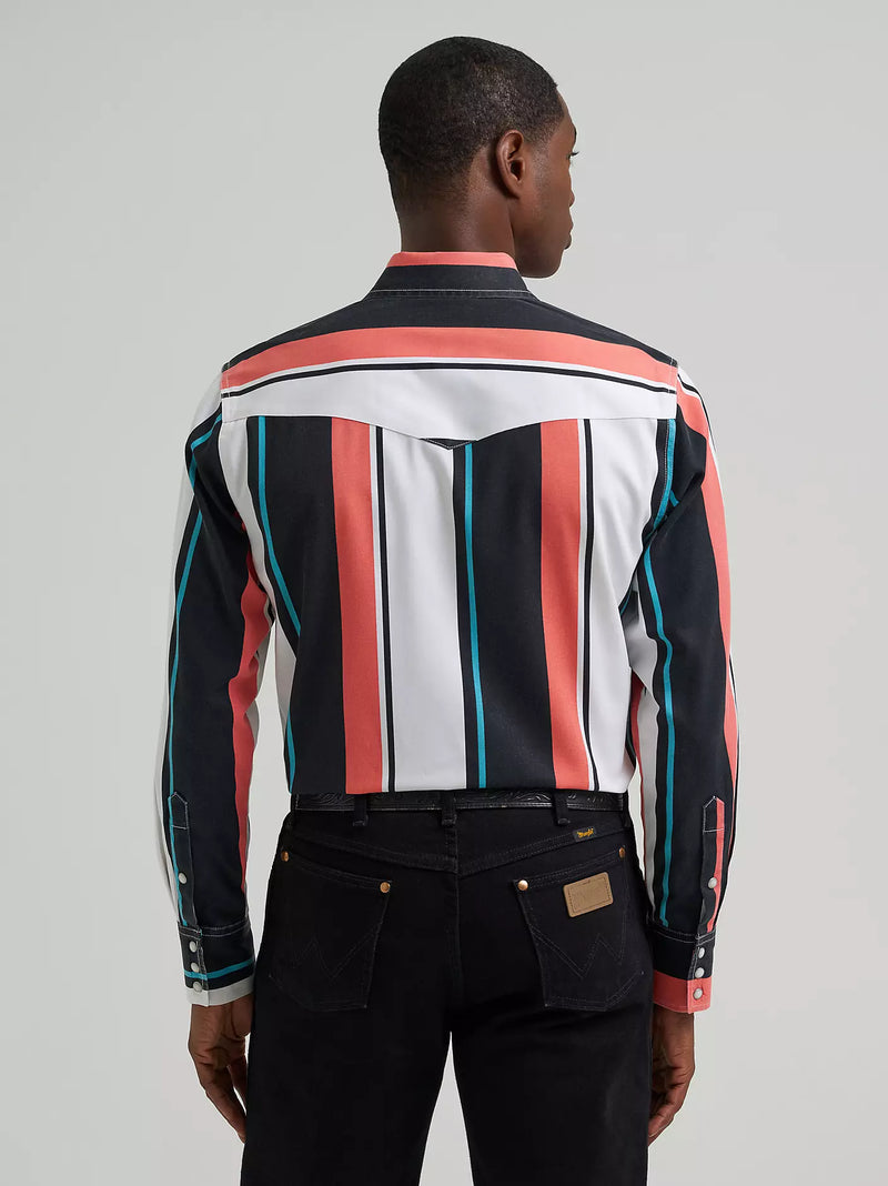 Load image into Gallery viewer, 112381997 - Wrangler Vintage-Inspired Brushpopper Black Multi Stripe Work Shirt
