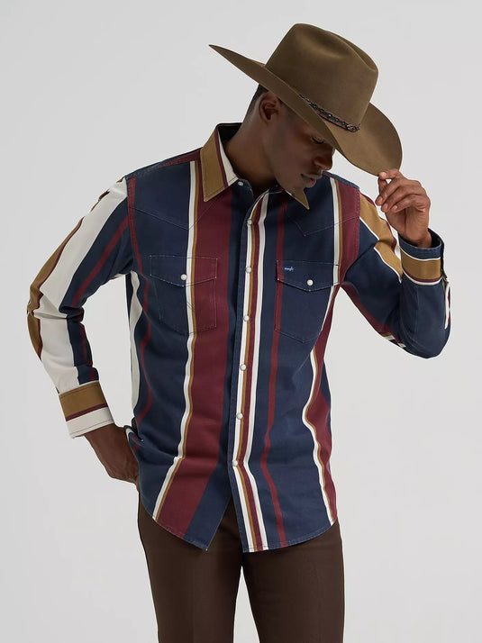 112381998 - Wrangler Vintage-Inspired Brushpopper Navy Multi Work Shirt