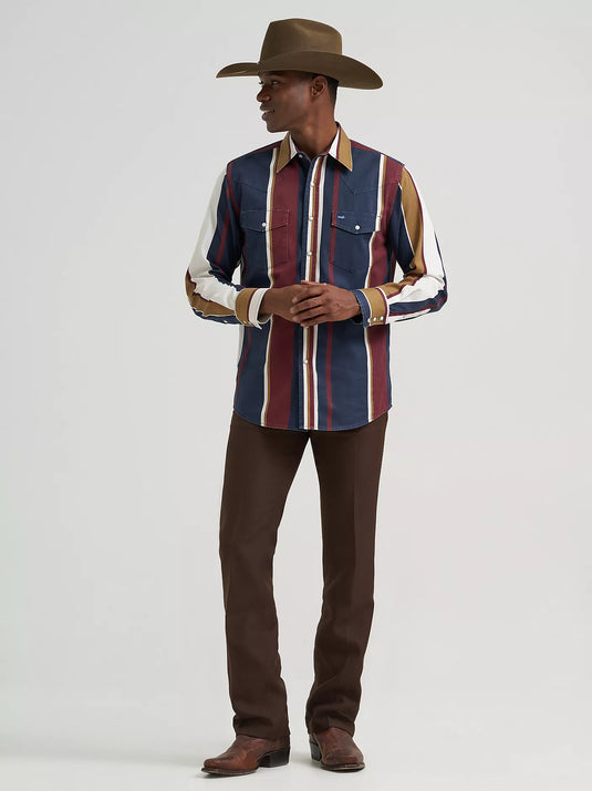 112381998 - Wrangler Vintage-Inspired Brushpopper Navy Multi Work Shirt