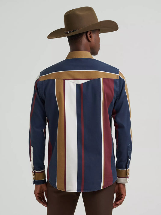 112381998 - Wrangler Vintage-Inspired Brushpopper Navy Multi Work Shirt