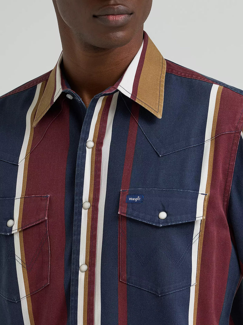 Load image into Gallery viewer, 112381998 - Wrangler Vintage-Inspired Brushpopper Navy Multi Work Shirt
