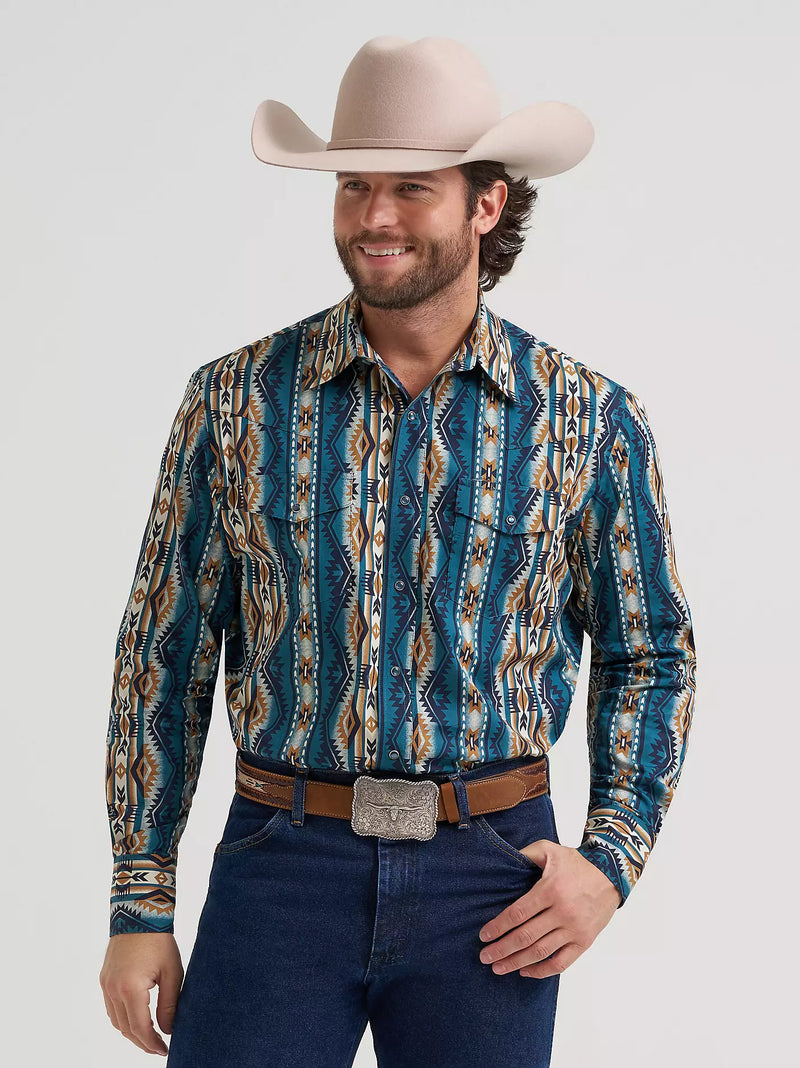Load image into Gallery viewer, 112384297 - Wrangler Men's Checotah® Long Sleeve Western Snap Printed Shirt
