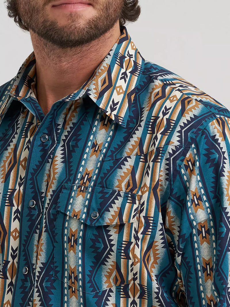 Load image into Gallery viewer, 112384297 - Wrangler Men's Checotah® Long Sleeve Western Snap Printed Shirt
