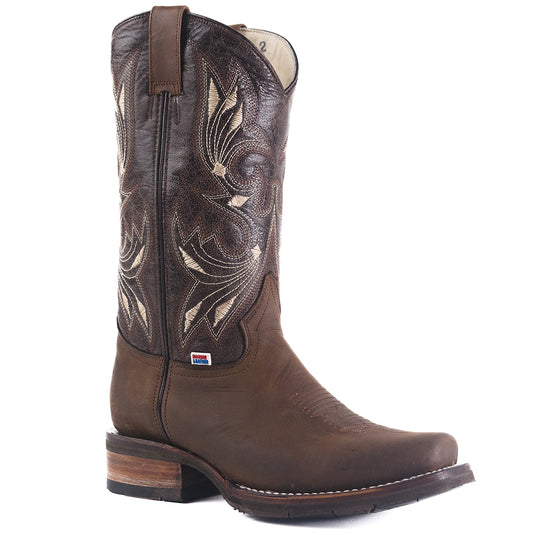 1126 - RockinLeather Men's Chocolate Crater Square Toe Western Boot