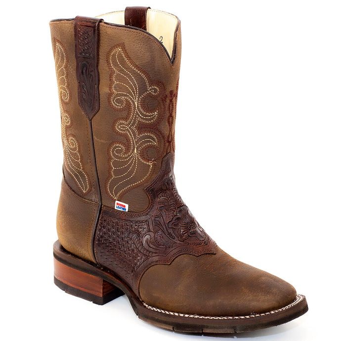 1127 - RockinLeather Men's Hand Tooled Overlay Western Boot