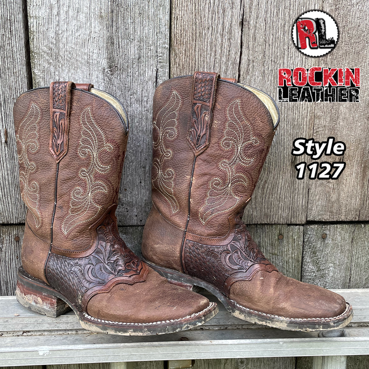 1127 - RockinLeather Men's Hand Tooled Overlay Western Boot – D & D ...