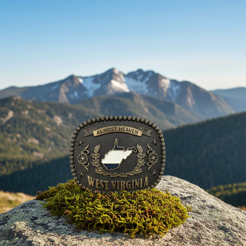 Load image into Gallery viewer, RLB007 - RockinLeather &quot;Almost Heaven West Virginia&quot; Belt Buckle
