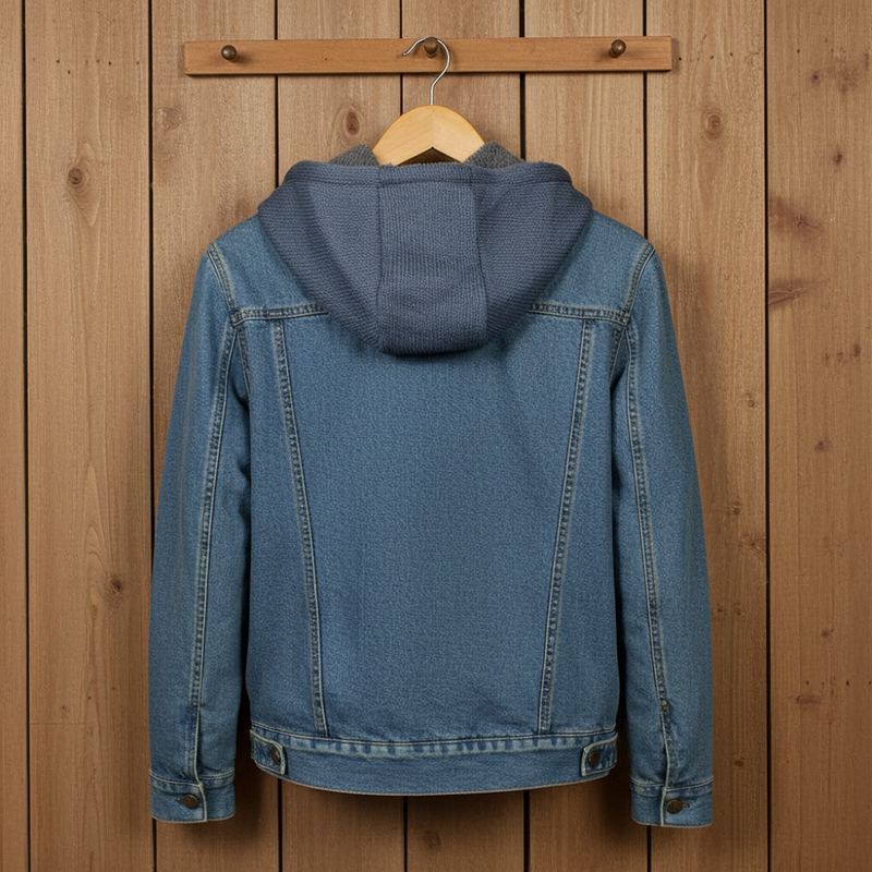 Load image into Gallery viewer, HJ097DE - Hooey Denim Hooded Jacket Dark Navy Fleece Lining
