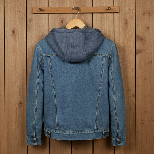 HJ097DE - Hooey Denim Hooded Jacket Dark Navy Fleece Lining