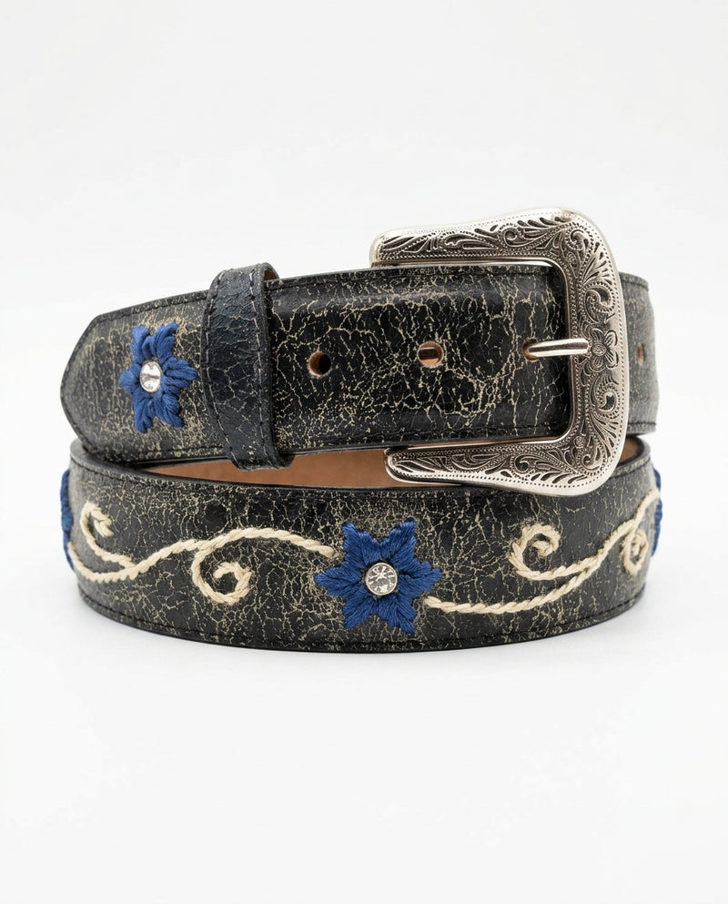 Load image into Gallery viewer, B55 - RockinLeather Cracked Blk W/Blue Star
