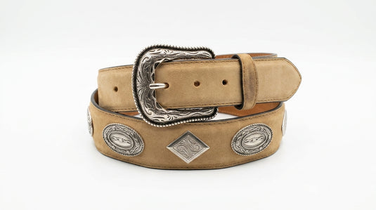 B40 - RockinLeather Brown Belt with Conchos