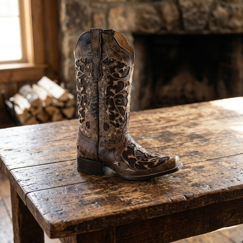 Load image into Gallery viewer, 2815 - RockinLeather Women's Volcano Crater Square Toe Western Boot
