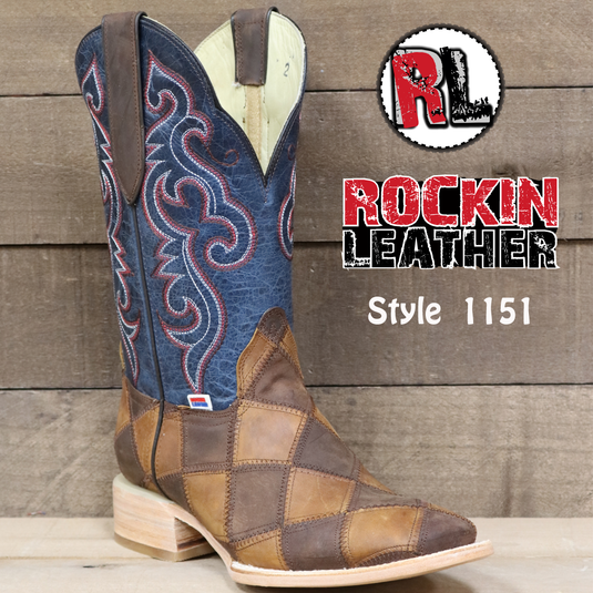 1151 RockinLeather Men s Patchwork Leather Boot D D Outfitters