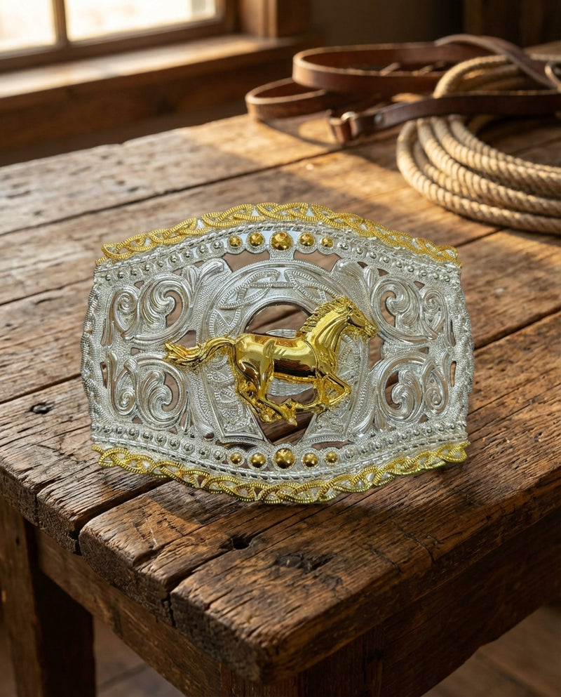 Load image into Gallery viewer, AWW9 - Horse Two Toned Buckle
