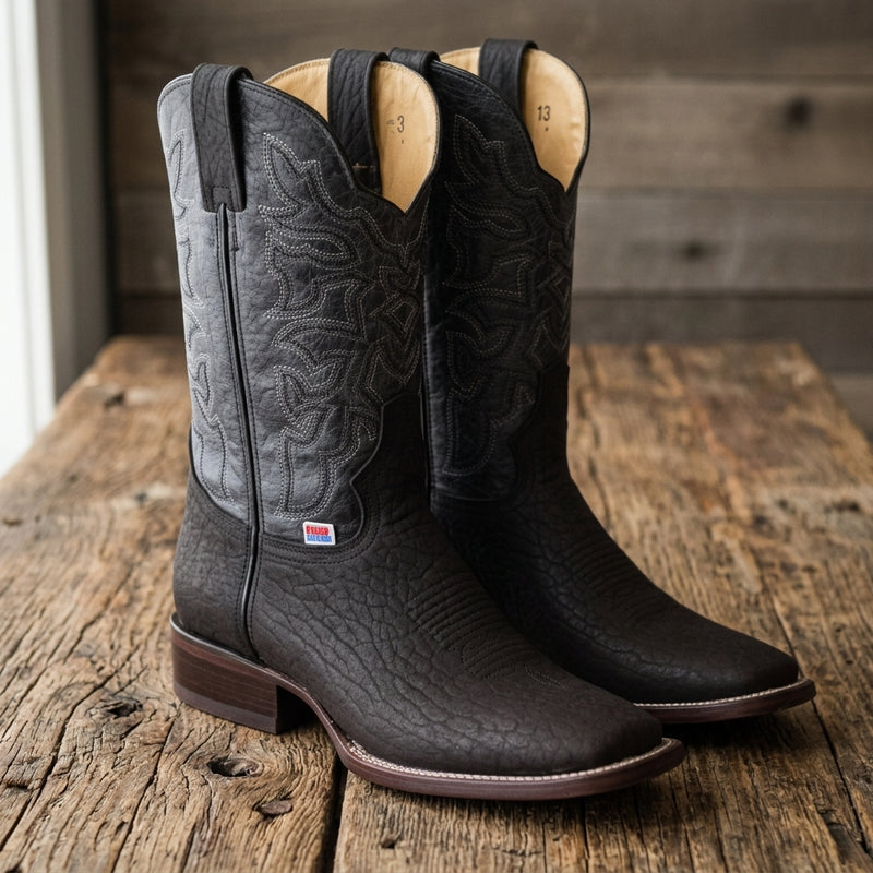 Load image into Gallery viewer, 1246 - RockinLeather Men's Black Bull Shoulder Western Boot
