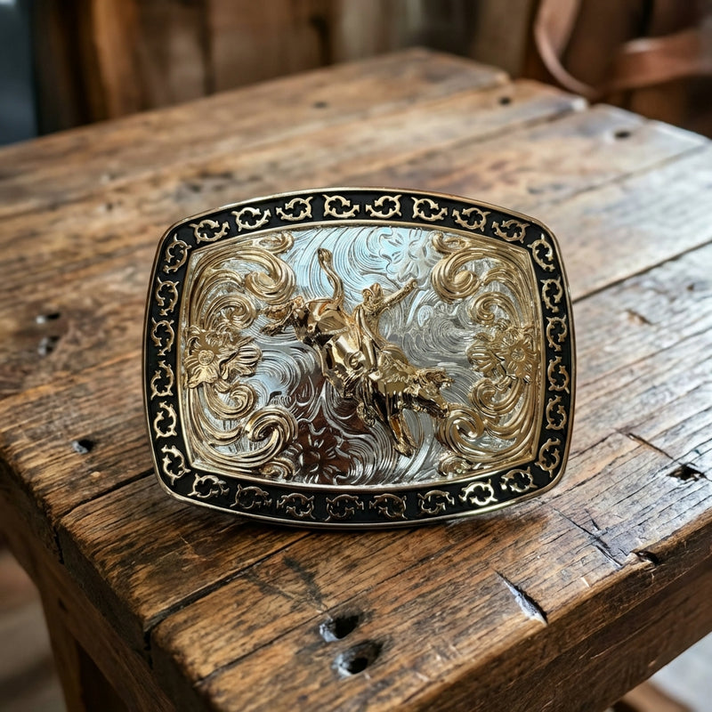 Load image into Gallery viewer, AWW22 - Bullrider Buckle With Tooled Design
