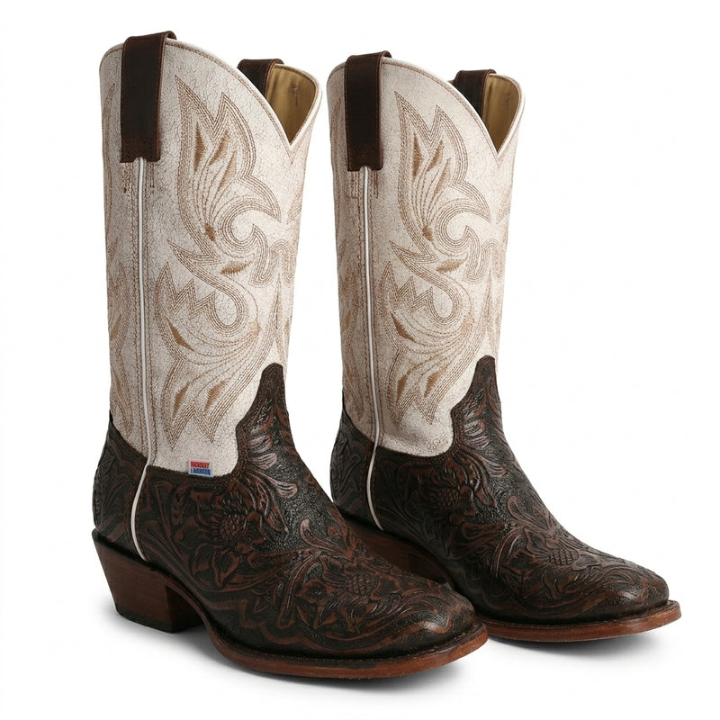 Load image into Gallery viewer, 2200 - RockinLeather Women's Floral Leather Stamped Western Boot
