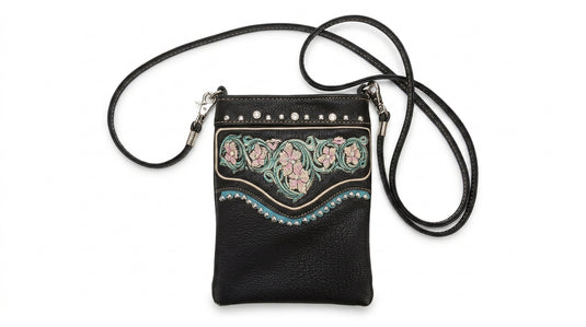 Rainbow Purse 15 - Black with Floral Design on Top