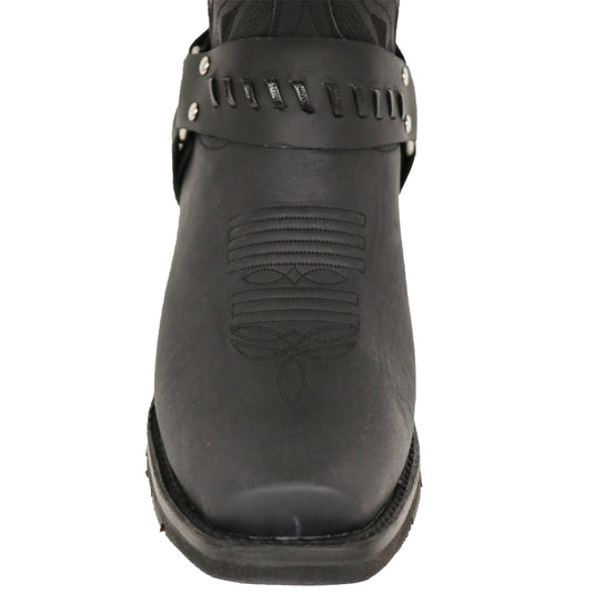 1162 - RockinLeather Men's Black Leather Harness Boot