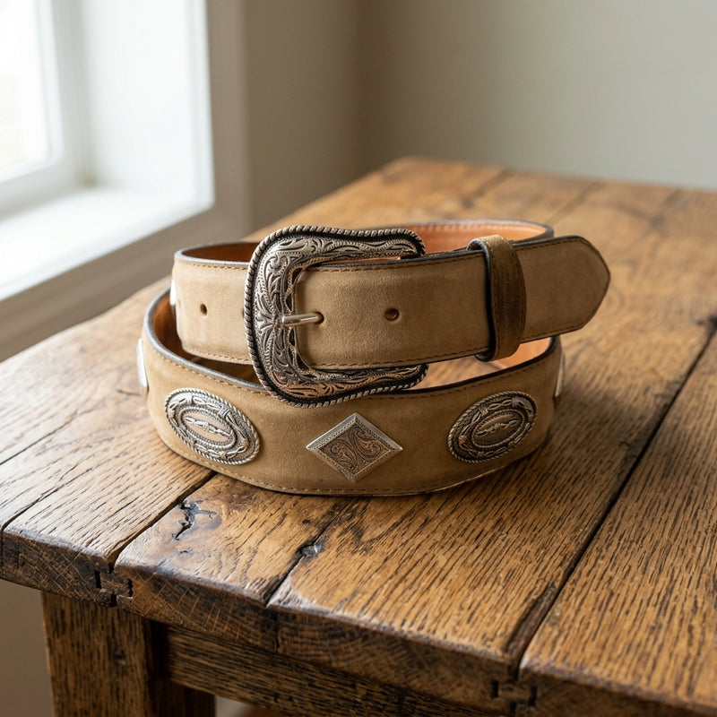 Load image into Gallery viewer, B40 - RockinLeather Brown Belt with Conchos
