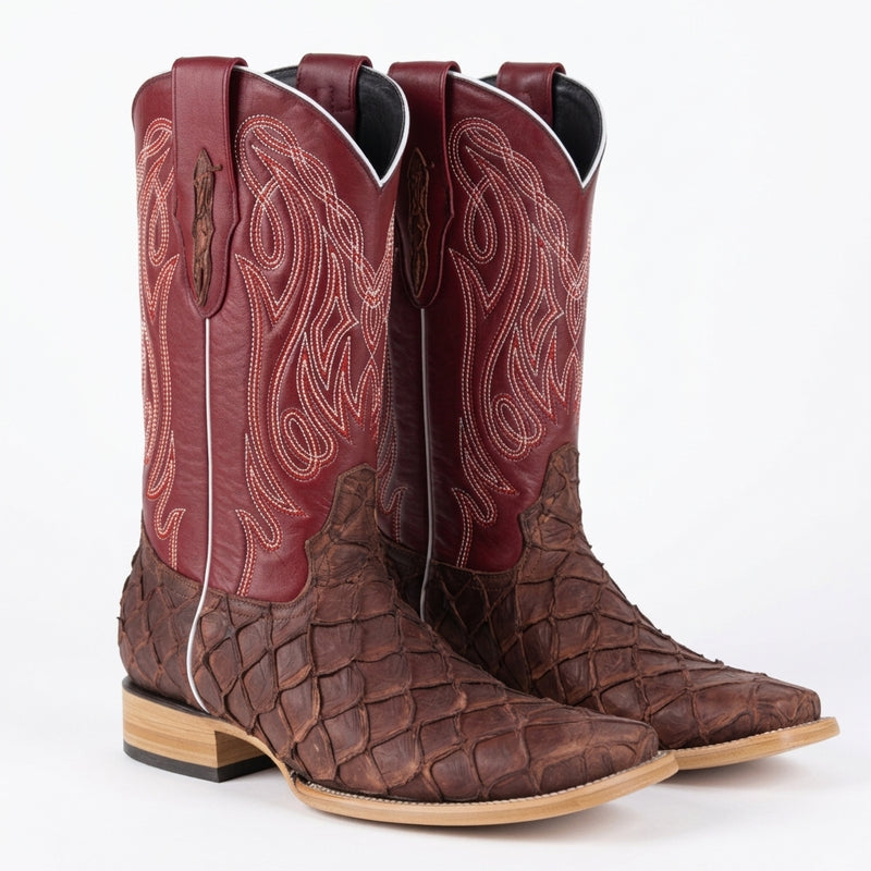 Load image into Gallery viewer, 8018 - RockinLeather Men's Genuine Pirarucu Square Toe Western Boot
