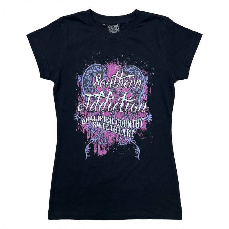 Load image into Gallery viewer, 7012 - Southern Addiction Ladies Qualified Country Sweetheart T Shirt
