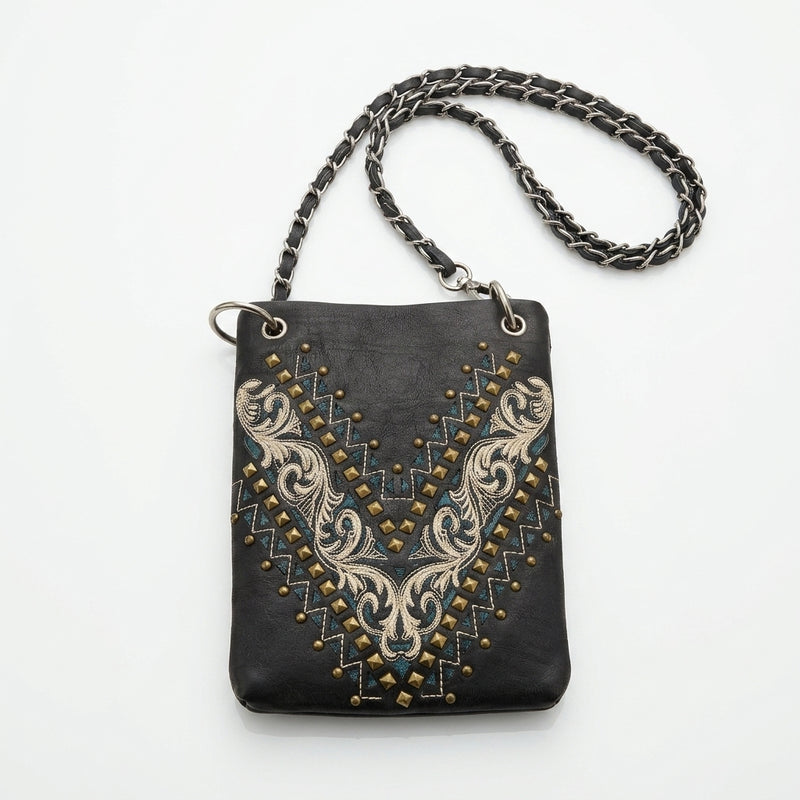 Load image into Gallery viewer, Rainbow Purse 14 - Black with Floral Design
