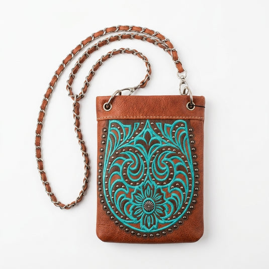 Rainbow Purse 6 - Brown with Teal Design