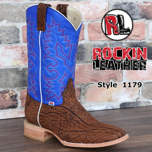 1179 - RockinLeather Men's Bull Shoulder Square Toe Western Boot