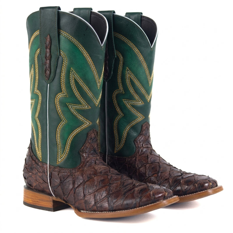 Load image into Gallery viewer, 8022 - RockinLeather Men's Genuine Pirarucu Square Toe Western Boot

