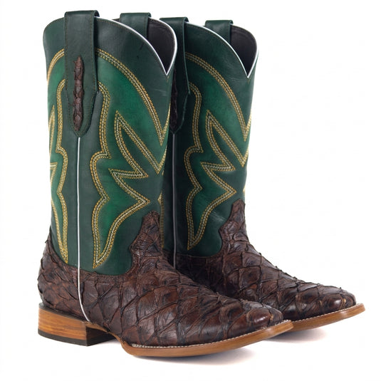 8022 - RockinLeather Men's Genuine Pirarucu Square Toe Western Boot