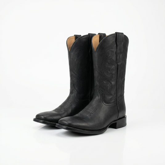 100008 - RockinLeather Men's Black Cowhide Square Toe Boot