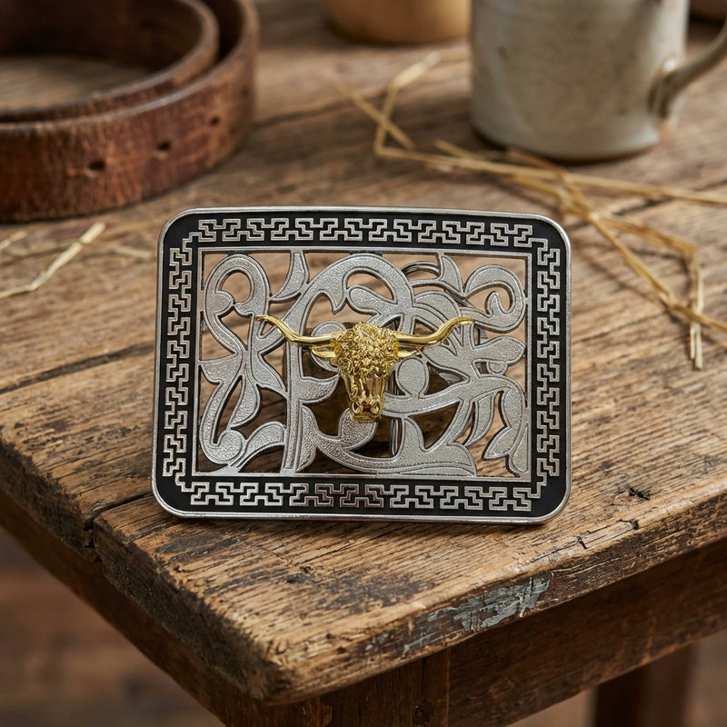 Load image into Gallery viewer, AWW15 - Bullhead Vine Square Buckle
