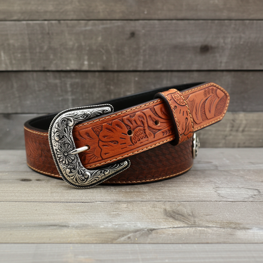 CP1015 - Cowboy Prayer Basketweave Cowhide Leather Belt
