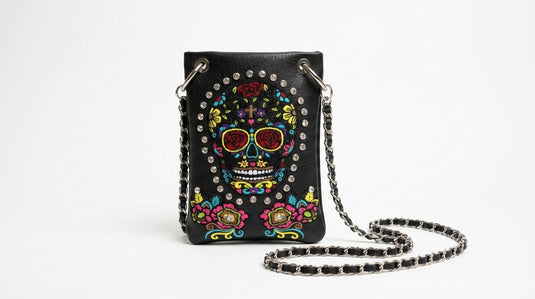 Rainbow Purse 2 - Black Sugar Skull