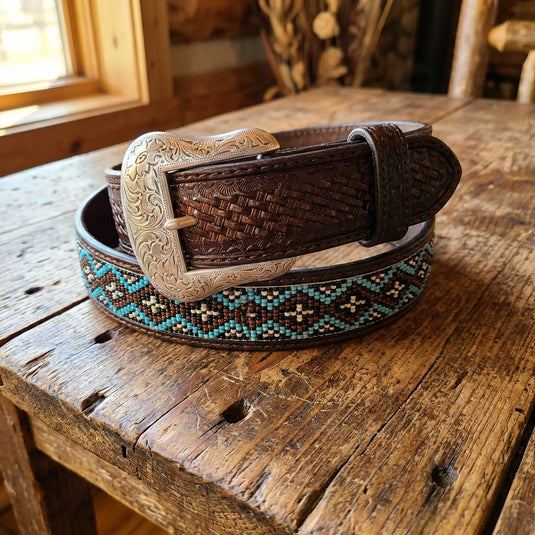 N2419402 - Nocona Men's Geometric Beaded Inlay Belt