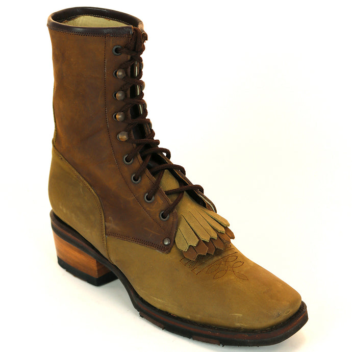 1197 - RockinLeather Men's Square Toe Lace Up Packer Western Boot