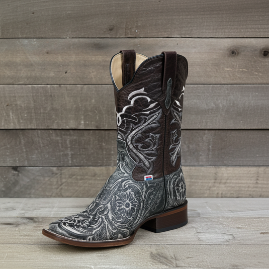 1220 - RockinLeather Men's Sedona Distressed Stamped Cowhide Leather Boot