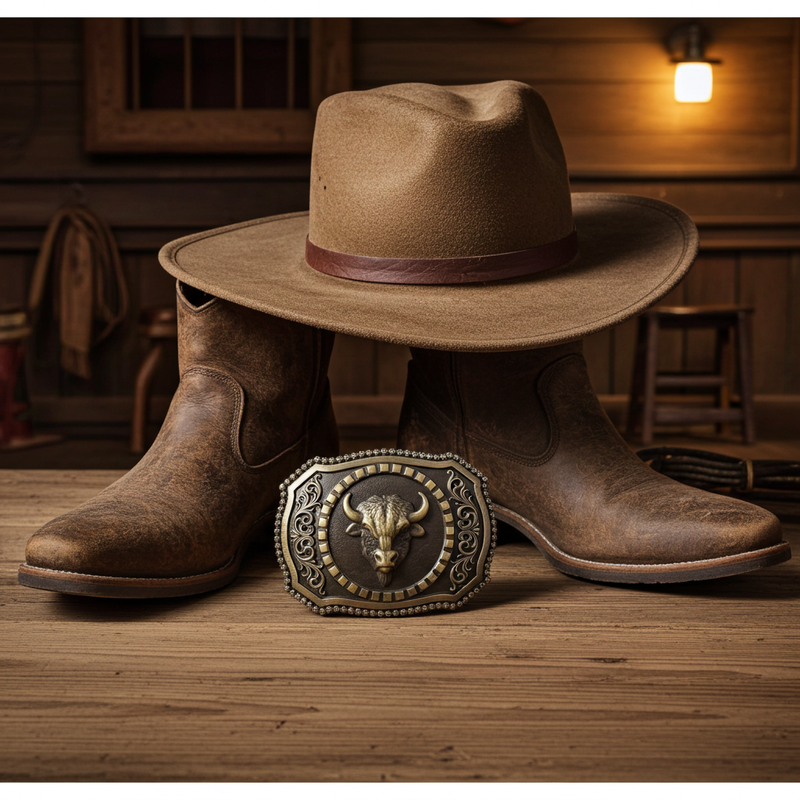 Load image into Gallery viewer, RLB011 - RockinLeather Brushed Antique Brass Buffalo Head Belt Buckle
