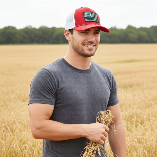 SA134 - Southern Addiction Red/White Barbed Wire Flag Cap